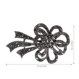 Rhinestone Black Flower Brooches Women Vintage Antique Silver Vintage Alloy Rhinestone Brooch Alloy Lapel Pin Scarf Clothing Decoration Accessories, Metal, Cubic Zirconia
