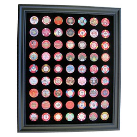 Tiny Treasures, LLC. Black Casino Chip Display Frame for 63 Casino Poker Chips (not Included)