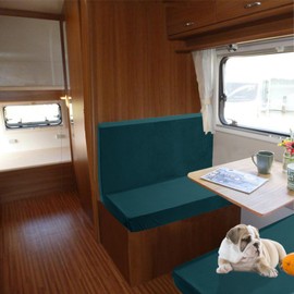 SYLC 2 Pieces Motorhome Dining Table Cushion Covers, Velvet Replacement Covers for Caravan Cover for Seat Set, RV Dining Table Seat Covers, Pendant Covers, Sofa Cushion (Dark Teal, Set of 1)