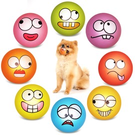 HDSX Squeaky Dog Toys Soft Latex Rubber Squeaky Dog Balls for Puppy Small Pet Dogs (8 Pack) (Round Balls)