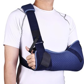 Willcom Arm Sling Shoulder Injury Immobilizer, Medical Sling with Waist Strap for Men and Women, Support Brace for Rotator Cuff Torn Hand Wrist Elbow Clavicle Post-Surgery (Left Arm, Large)