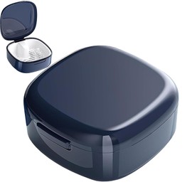 Jidyllic Denture Box with Strainer, Denture Box, Denture Container, Portable Denture Box Cover for Dentures and Braces with Removable Soaking Basket (Sapphire Blue)