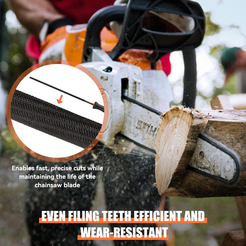 Pack of 4 File for Chainsaw, Round File Chainsaw with