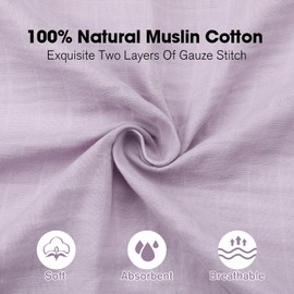 Little Grape Land Muslin Swaddle Blankets, 4 Pack Newborn Receiving Blanket Neutral, Soft Breathable 100% Cotton Muslin Baby Blanket for Boys & Girls, Large 47 x 47 inches - Purple & Pink Set