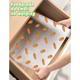 Shelf Liner & Drawer Liner for Kitchen Cabinets/Sinks | Non-Adhesive Waterproof, Non-Slip Surface with Carrot Patterns | 2 Sizes (11.8" x16.4FT/17.7" x16.4FT) - Nocturlyn(11.8x196.8 inches)