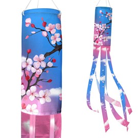 WIRESTER 60 Inch Windsock Durable Outdoor Hanging Flag for Home Farmhouse Yard Garden Patio Decoration - Pink Cherry Blossoms