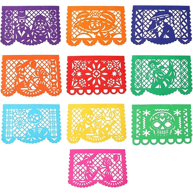 100PC Papel Picado Mexicano para Altar Día Muertos 37x25 cm