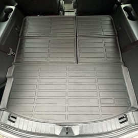 KELCSEECS All Weather Cargo Liner for 2025 Mazda CX-90 & 2024 Mazda CX90 PHEV (Plug in Hybrid) 7&8 Seater TPE All Weather Car Trunk Mats Waterproof Non-Slip 60/40 Split Folding Rear Seat
