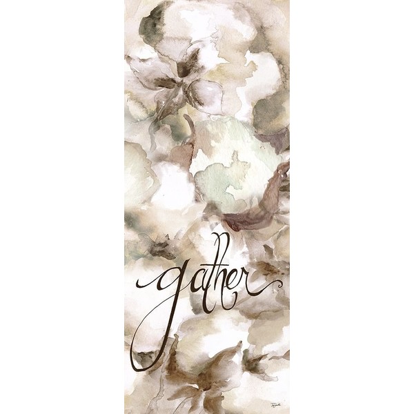 Cotton Boll Panel Grey Sentiment II (Gather) Poster Print by