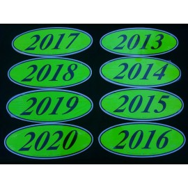 EZ Lettering Chartreuse Car Dealer Windshield Oval Model Year Stickers 8 packs