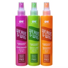 On Natural Wig & Weave Detangler Pomegranate, Tangerine, Coco-Lime 8 oz Trio Set