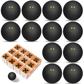 12 Pcs Squash Balls 38 mm Double Yellow Dot Professional Squash Small Sports Ball Rubber Squash Balls for Training Practice Competition