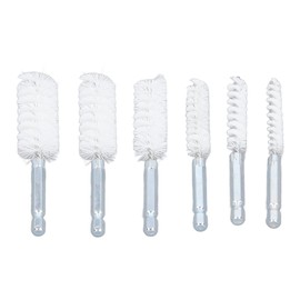 ZAWELIYO 6PCS Stainless Steel Wire Bore Brushes Set Rust Proof Twisted Wire Cleaning Brush with 1/4in Hex Shank for Cleaning in Car, Garage, Office (Nylon (White))