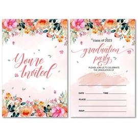 Soiceu 2023 Graduation Party Invitations with Envelopes Set of 20 Class of 2023 Wildflowers Graduation Party Invites Fill in Blank