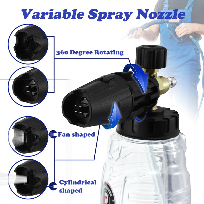 Tool Daily Pressure Washer Foam Cannon with Dual Connector Accessory,