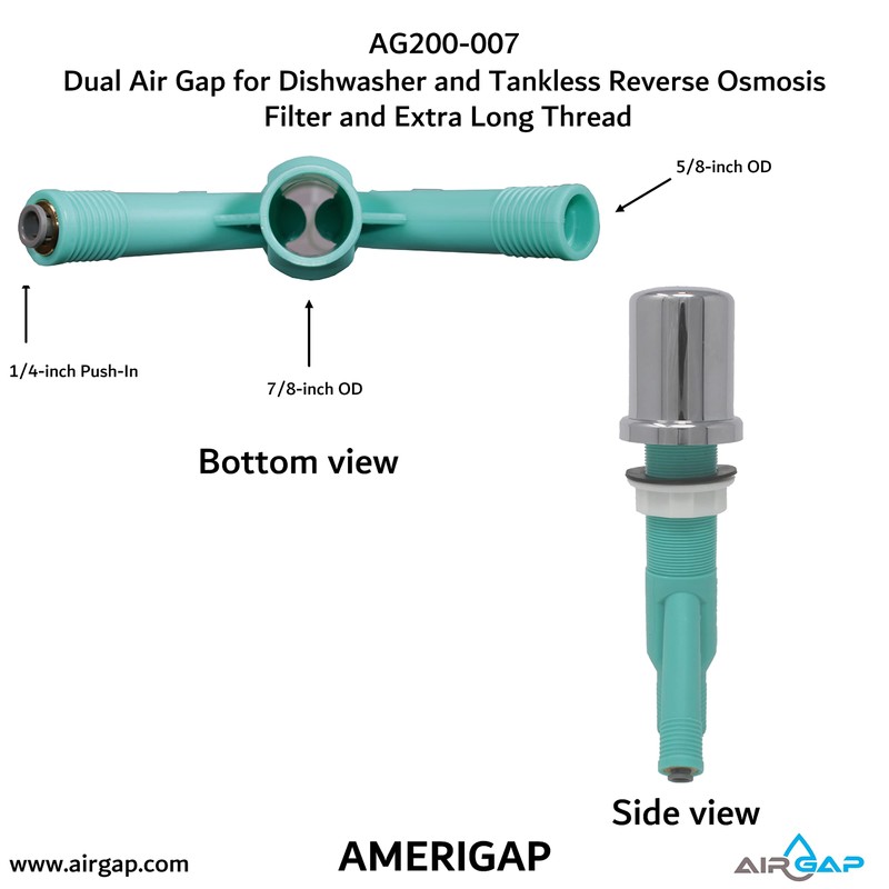 Dual Air Gap for Dishwasher and Tankless Reverse Osmosis Filter