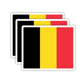 (3PCS) Belgium Flag Stickers, Countries Flag Stickers - Waterproof Vinyl Decals for Laptops, Tumblers, Water Bottles, Books, Scrapbooks, Size 3 x 2.5