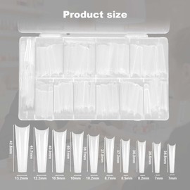 Nivofu 480 Piezas Uñas Postizas Largas y Transparentes, No C Curve Square Flat Nail Tips, Recto, Cónico, Uñas Postizas Francesas de Cobertura Completa para Salón de Uñas y Arte de Uñas DIY
