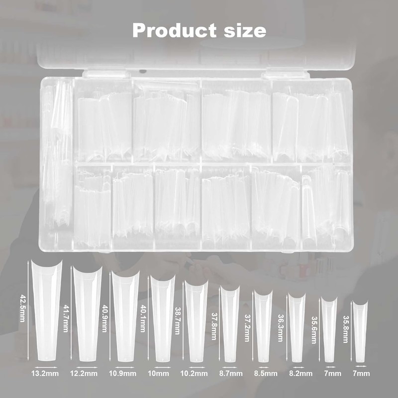 Nivofu 480 Piezas Uñas Postizas Largas y Transparentes, No C