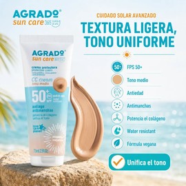Bloqueador Solar Crema Color Fps50 Tono Medio Agrado 75ml