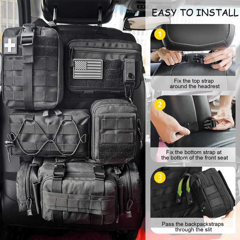 Tactical Car Seat Back Organizer, 2025 Upgrade Tactical Vehicle Panel