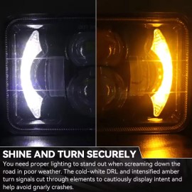 For Kenworth T800 T400 T600 W900B W900L 4pcs 4x6" LED Headlights Hi/Lo DRL For Kenworth T800 W900 Peterbilt 357 379 378