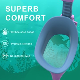 Emsina Kids Swim Goggles,Super Anti-Fog Swimming Goggles for Kids Age 7-12 Boys and Girls(BluePurpleClear)