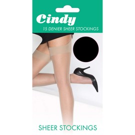 Cindy Womens/Ladies 15 Denier Sheer Stockings (1 Pair) (One Size (UK Shoe 3-8)) (Barely Black)