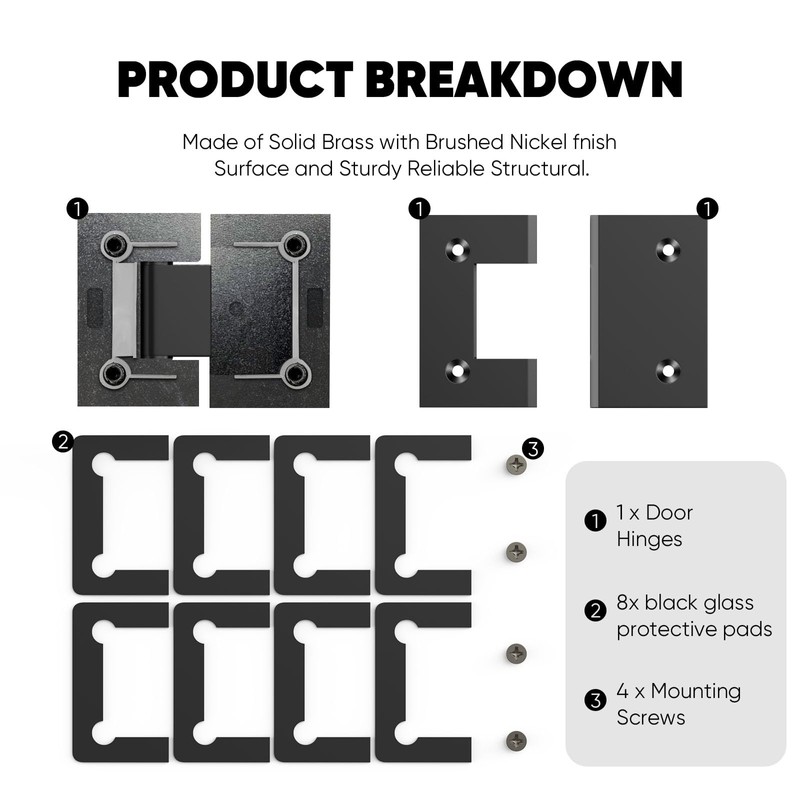 AatrixQuayn 180 Degree Glass Shower Door Hinges Heavy Duty Solid