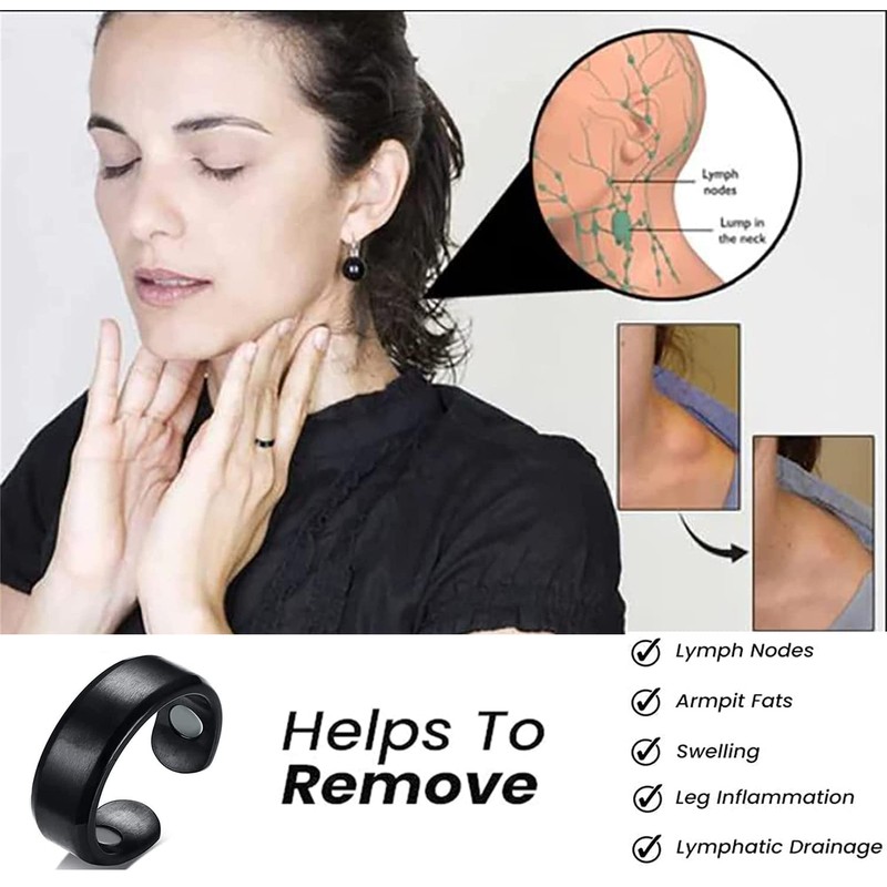 Apolloostory 4 Pcs Lymphatic Drainage Therapeutic Magnetic Ring, Lymph Detox