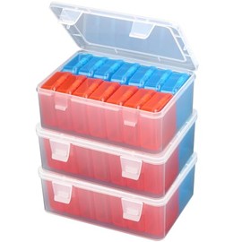 Mathtoxyz Small Bead Organizers(Red, Blue), 45 Pieces Plastic Storage Cases Mini Clear Bead Storage Containers Transparent Boxes with Hinged Lid and Rectangle Clear Craft Supply Case
