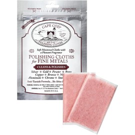 Cape Cod Polishing Cloths for Fine Metals | Jewelry Cleaner and Tarnish Remover | Silver Polishing to a Brilliant Shine | Foil Pack of (2) 4x6 Cloths