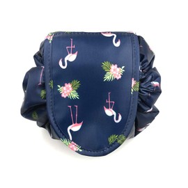 HINATAA Lazy Drawstring Makeup Bag, Travel Cosmetic Bag Large Capacity Drawstring Makeup Bag Lazy Cosmetic Bag Beam Mouth Storage Bag Cosmetic Pouch Travel Storage Bag (FlamingoB)