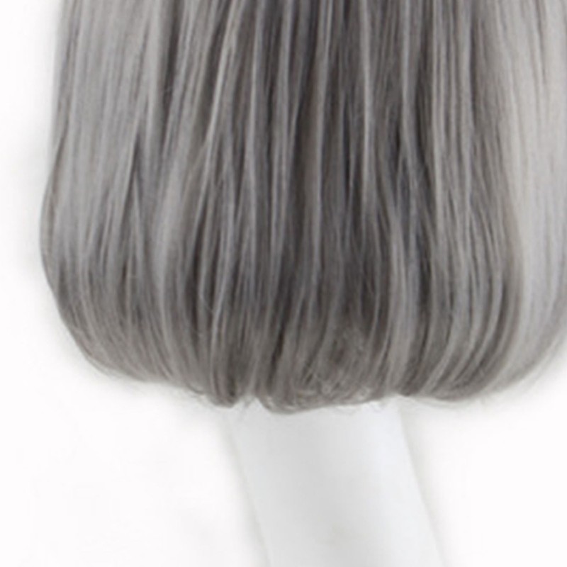 Bob Short Hair Wig Heat Resistant Synthetic Gray Breathable Fluffy