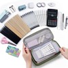 WEMATE Pencil Case, 5 Compartments, Large Capacity, Green