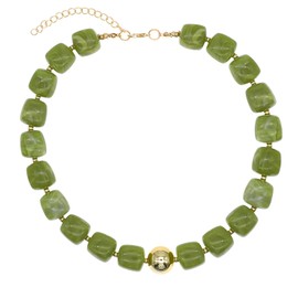 JNF Chunky Beaded Resin Necklace Large Beads Statement Necklaces Big Bead Choker Neck Costume Boho Summer Jewelry Accessories (grass green)