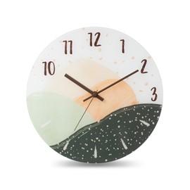 hleo® Silent Wall Clock with Glass Dial, 30 cm (12 Inch), Unique Modern Design No Ticking Noise - Beautiful Decoration for Living Room, Bedroom, Office, Kitchen (LIN20018)