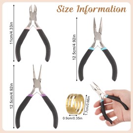 3 Pcs Jewelry Pliers Jewelry Making Tools Ring Opener Flat Nose Side Pliers Round Tip Pliers Pliers Kit for Jewelry Cutting