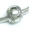 Queenberry Sterling Silver Baseball European Style Bead Charm