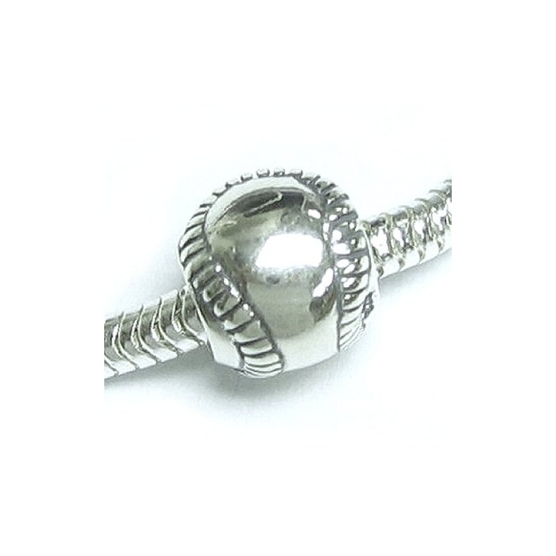 Queenberry Sterling Silver Baseball European Style Bead Charm