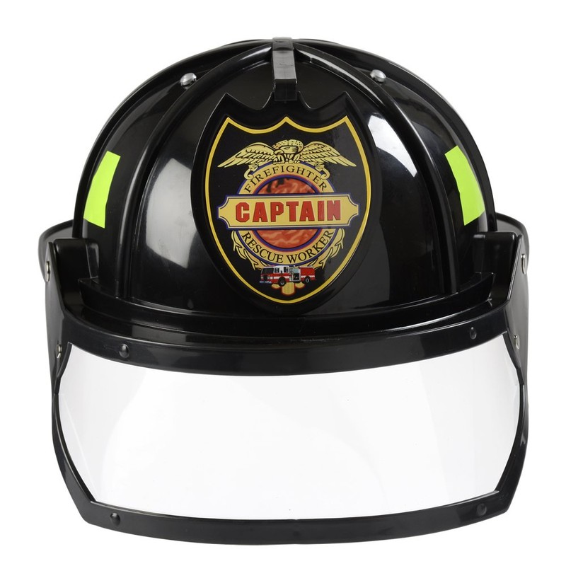 Aeromax Firefighter Helmet with Movable Visor, Black, Adjustable Size