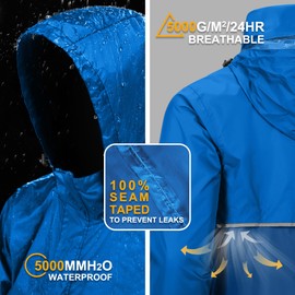 Outdoor Ventures Men's Rain Jacket Waterproof Lightweight Packable Rain Pullover for Hiking Golf Running