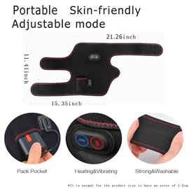 JADE KIT Heated Knee Wrap Pad - Massage Heated Knee Brace with 3 Heat Modes & 3 Vibration Modes, Heating Knee Pads, Black， Christmas Gift for Family (Black 1 Pack) (1)