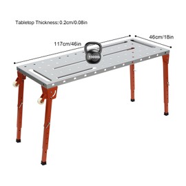 Portable Welding Table, 1000lbs Welding Workbench Table, Folding Work Bench 4 Adjustable and Foldable Legs and 2 Caster for Welding Sawing Drilling