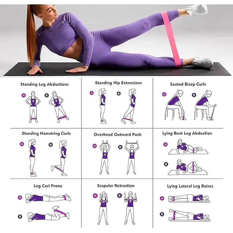 QYINXIU 5 Pcs Exercise Bands, Resistance Loop Exercise Bands, Exercise