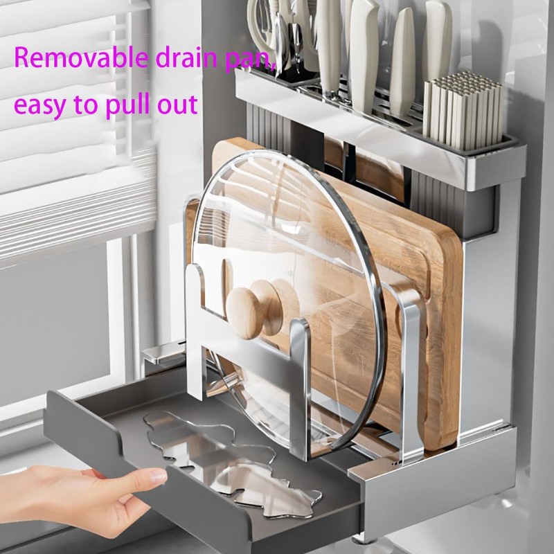 Vilemoon Multifunctional Cutting Board, Knife Drying Rack Kitchen Countertop Pot
