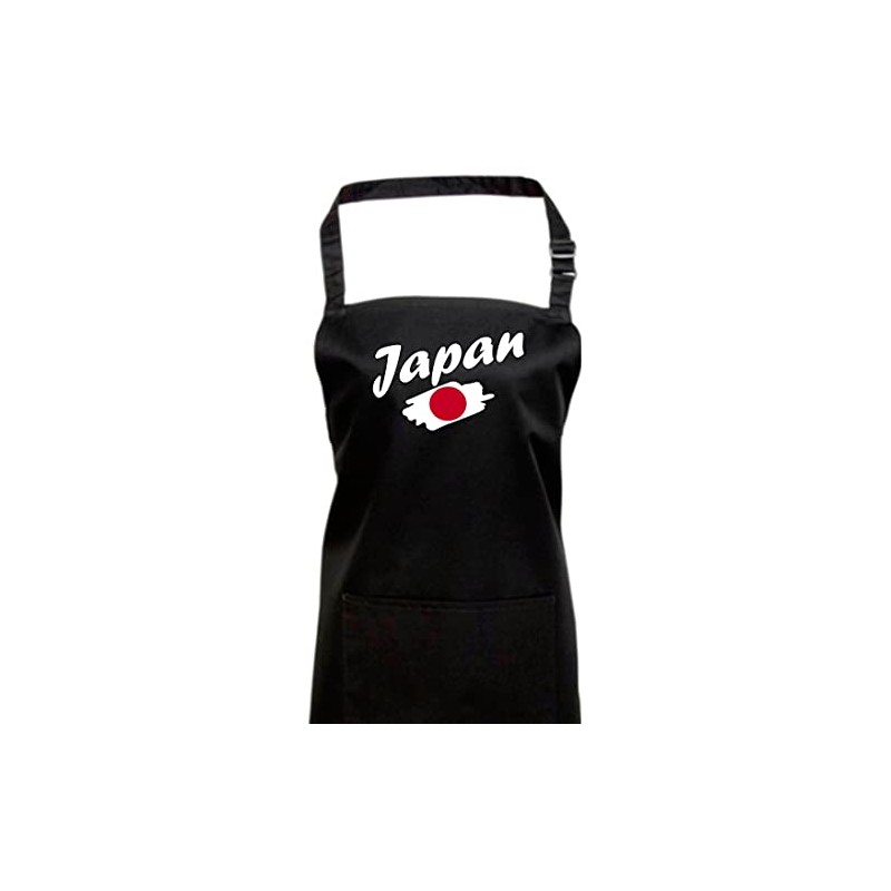 ShirtInStyle Cooking Apron Bib Apron Japan Flag Country Countries, black