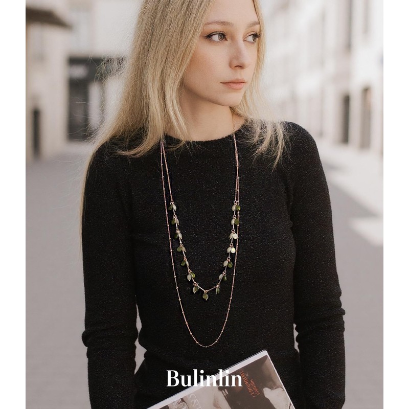 BULINLIN Layered Gold Long Necklaces for Women Long Beaded Chain