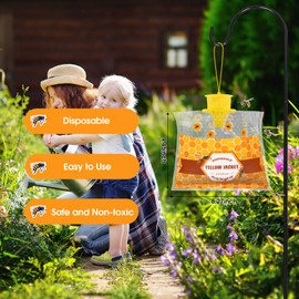 6 Pack Disposable Wasp Traps Outdoor Hanging Carpenter Bee Traps for Outside Yellow Jacket Trap Hornet Trap Wasp Catcher Killer for Bug Flies Patio Garden