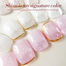 Born Pretty Jelly Gel Nail Polish, Shimmer Glitter Snow Jelly, Milky Pink Translucent Natural Nail Polish, Manicure Salon DIY for Women Girls 15ML